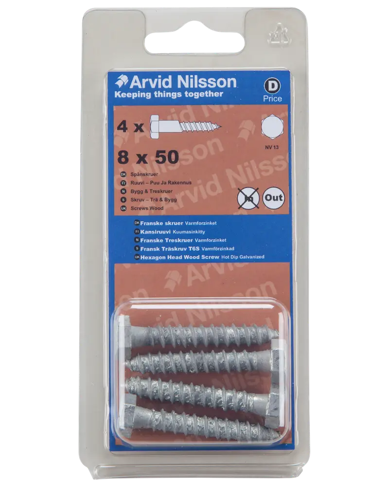 Arvid Nilsson Fransk skrue 8 x 50 mm 4-pak