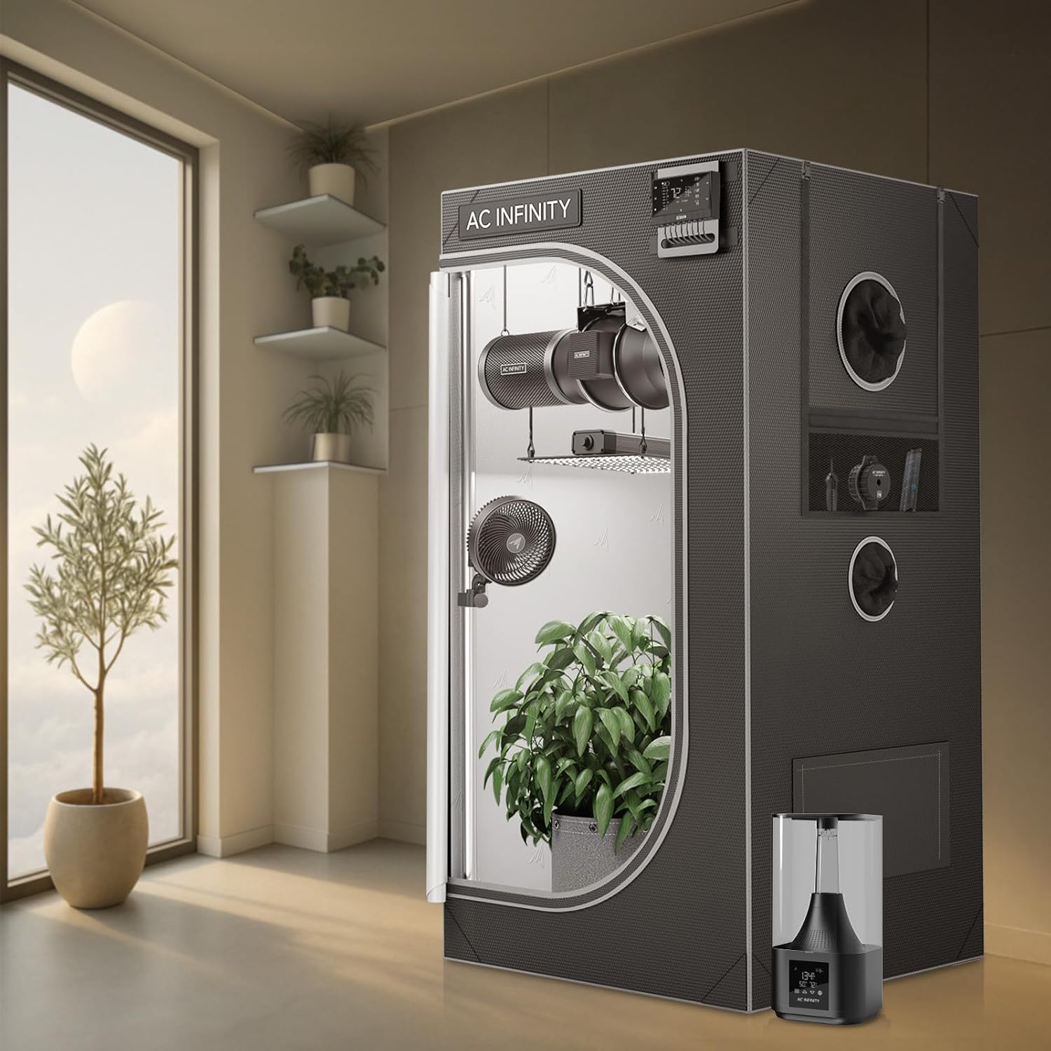 AC Infinity CLOUDLAB 632, Advance Grow Zelt 90 × 60 × 180 cm, 25 mm Stahlstangen, 2000D Mylar, laborgetestet höchste Reflexion, größtes Sichtfenster, Montageplatte für Controller, Indoor Growing