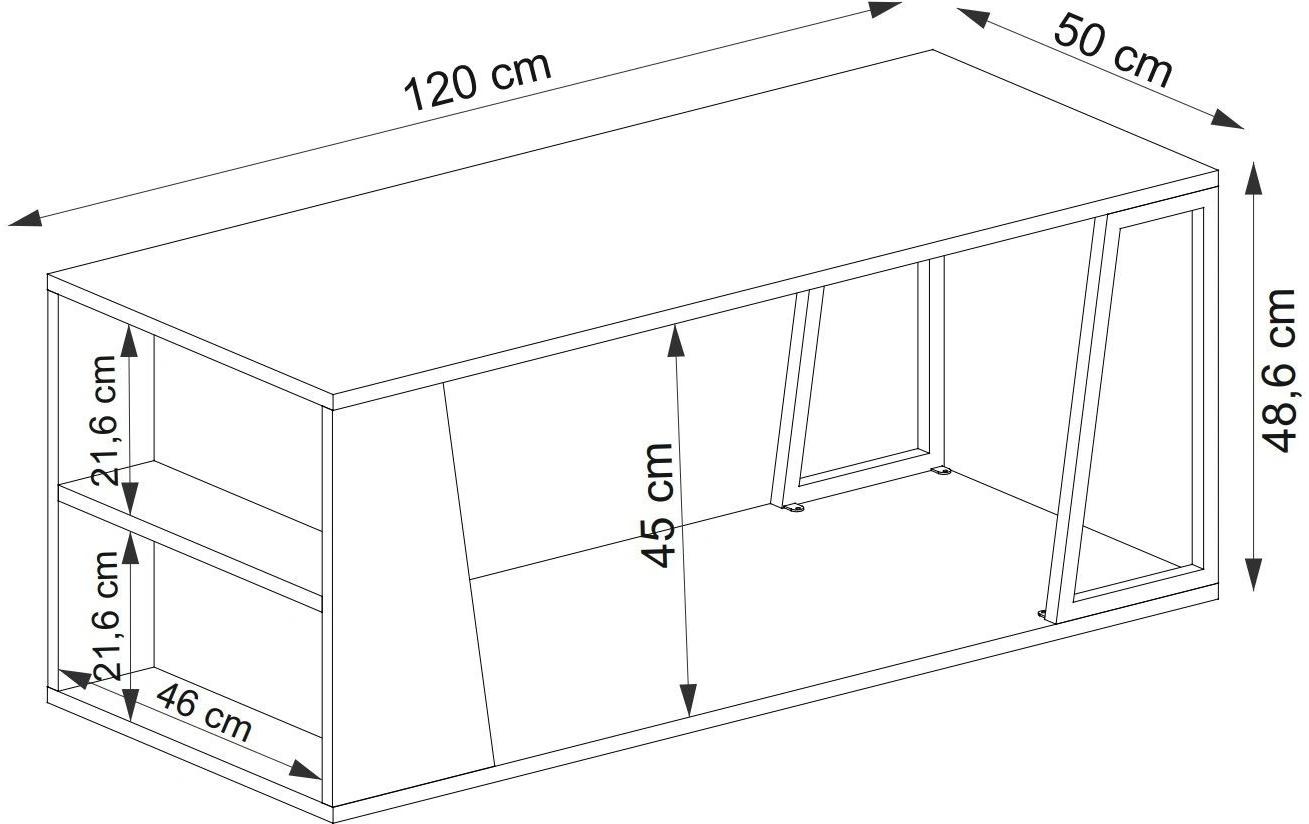 Couchtisch Lissa 120 x 48.6 cm, Braun/Weiss<br>Sofatisch