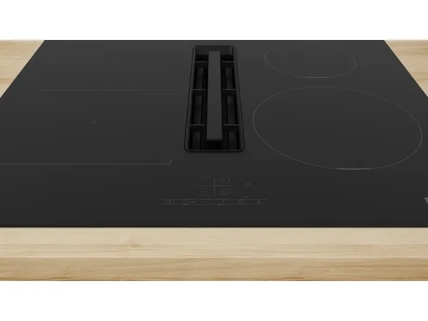 Bosch Serie | 4 PVS611B16E - Induktions kogeplade - 4 plader - Niche - bredde: 56 cm - dybde: 49 cm - Klasse B - rammeløs - sort med downdraft-udstødning (ekstraktion og recirkulation med ekstra ekstraktion og recurkulationssæt)