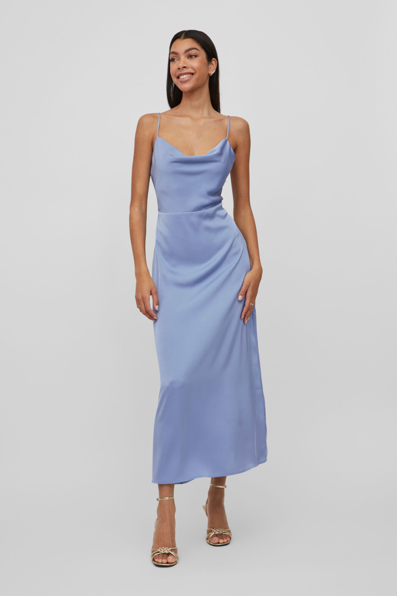 Vestido de lingerie com alças finas - Azul