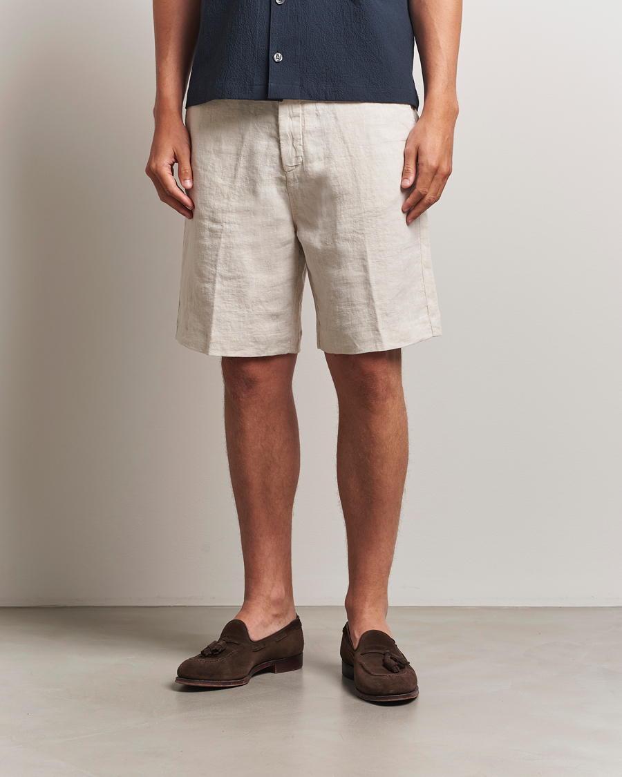 Oscar Jacobson James Casual Linen Shorts Cream