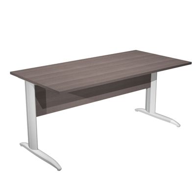 Bureau droit Trend - L160 - Pieds métal en L - plateau imitation frêne Toscane - pied métal alu