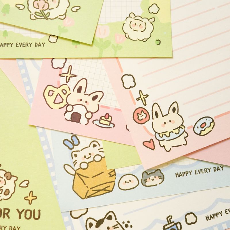 Leuke essentials - Set: Cartoon envelop + briefpapier (verschillende ontwerpen)