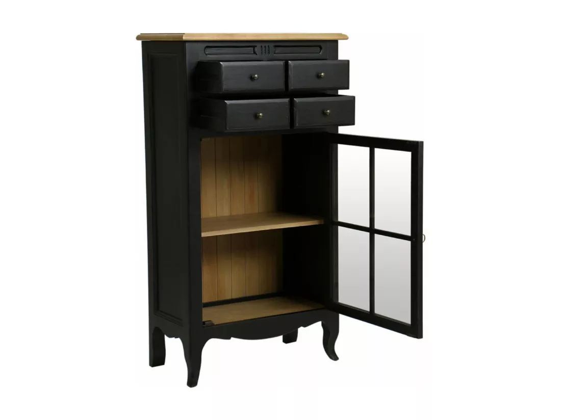 Bibus vitré Bois-MDF Noir - Manoir Interior's