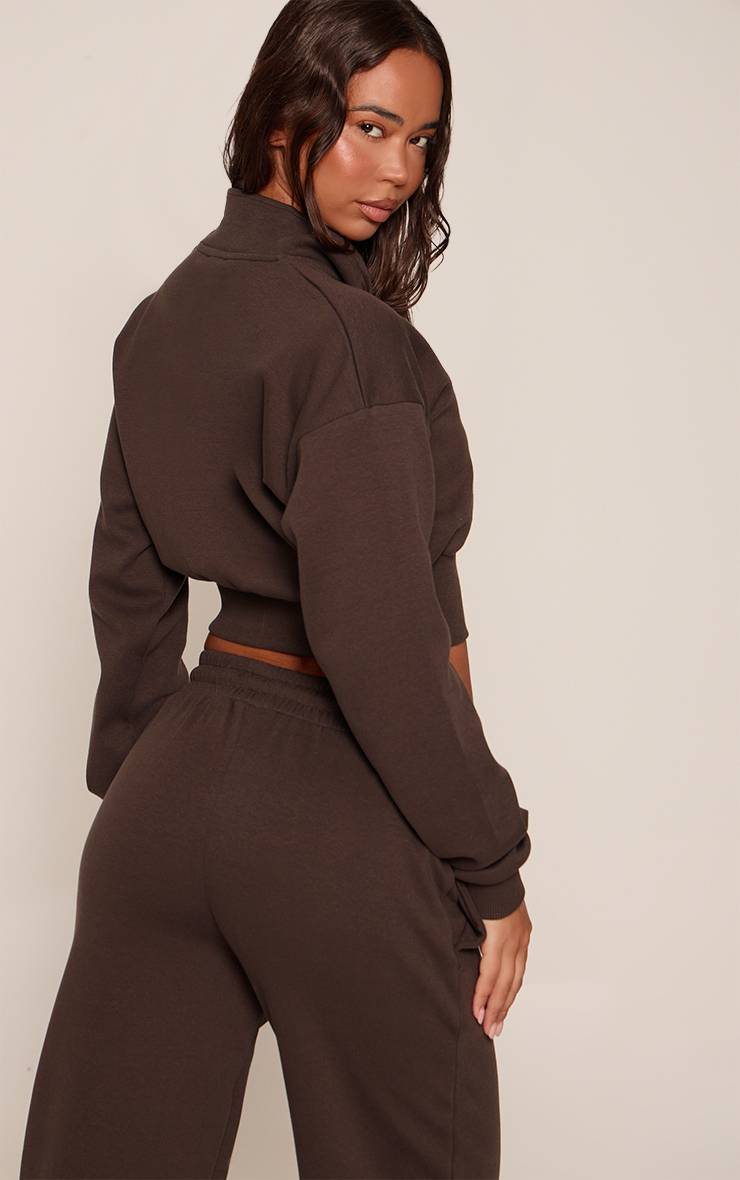 Chocolat Veste Courte Zippée À Col Cheminée Plt