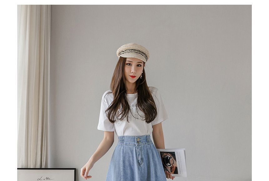 Yohana - Midi A-lijn denim rok met elastische taille en knoopsluiting