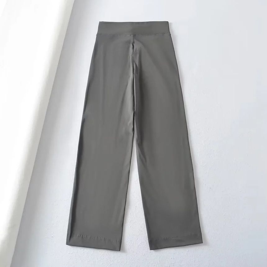 Asiris - High Rise Plain Straight-Fit Wijde Joggingbroek