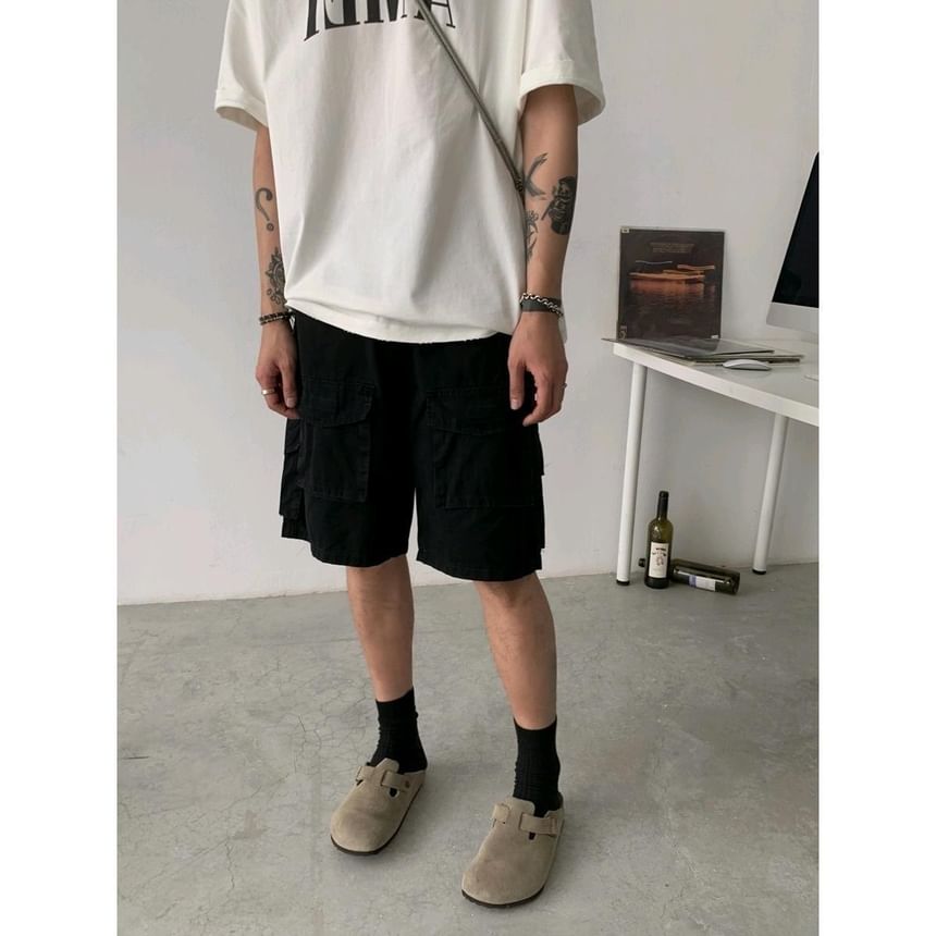 Nightbell - Mid Rise Plain Cargo Shorts