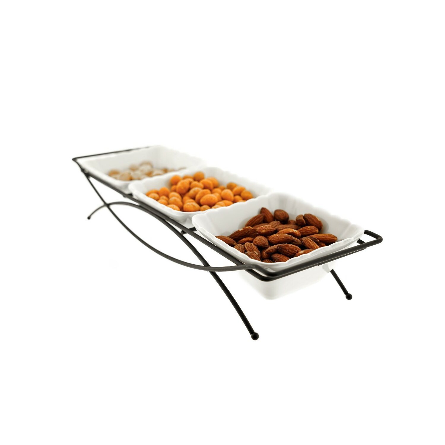 Almina 4er Snackschalen-Set mit weißen Schalen aus Porzellan