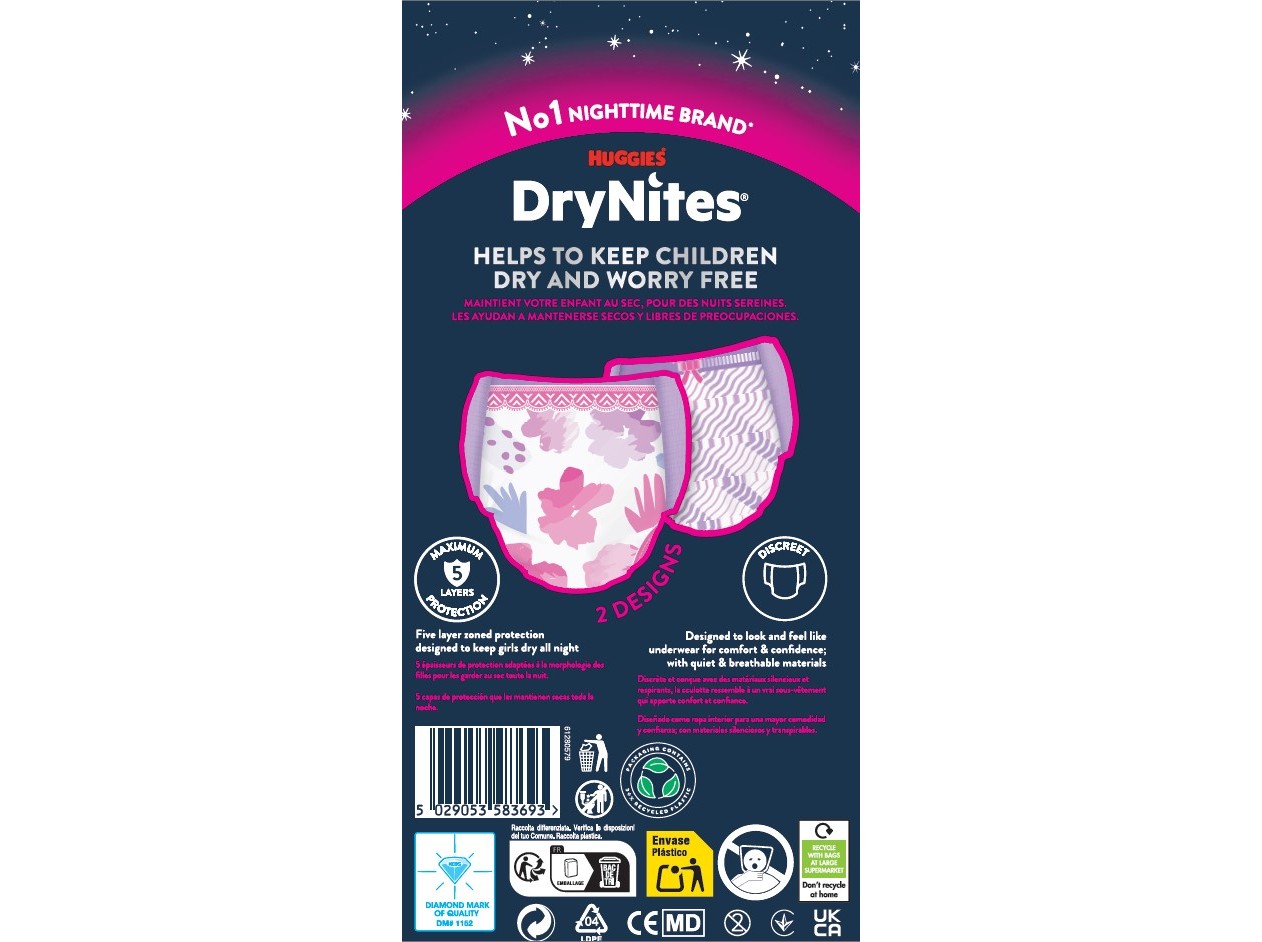 FRALDA CUECA HUGGIES DRYNITES MENINA 48-60KG 13  11UN