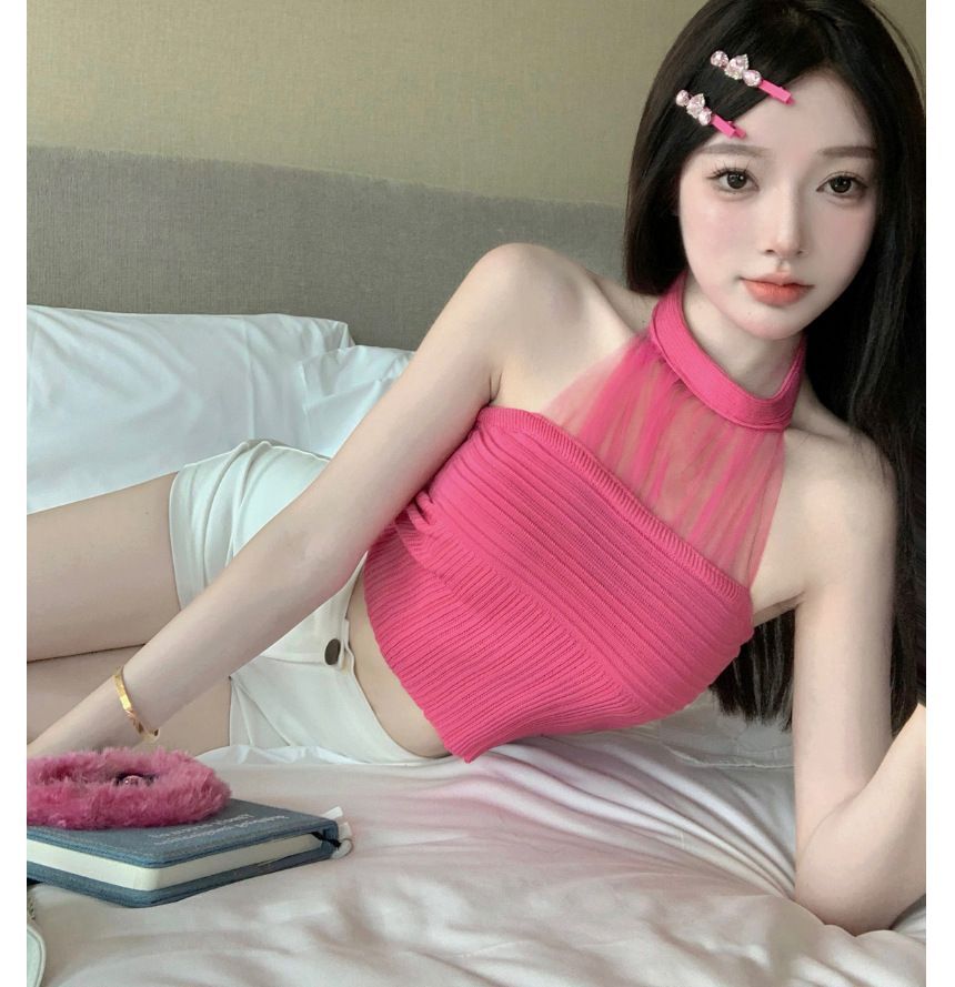 OGAWA - Mouwloze crop top met nephals