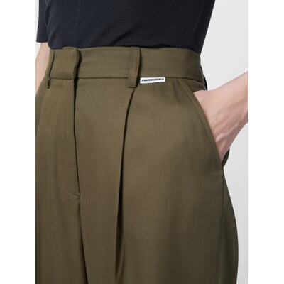 Damen-Bundfaltenhose, Oliv
