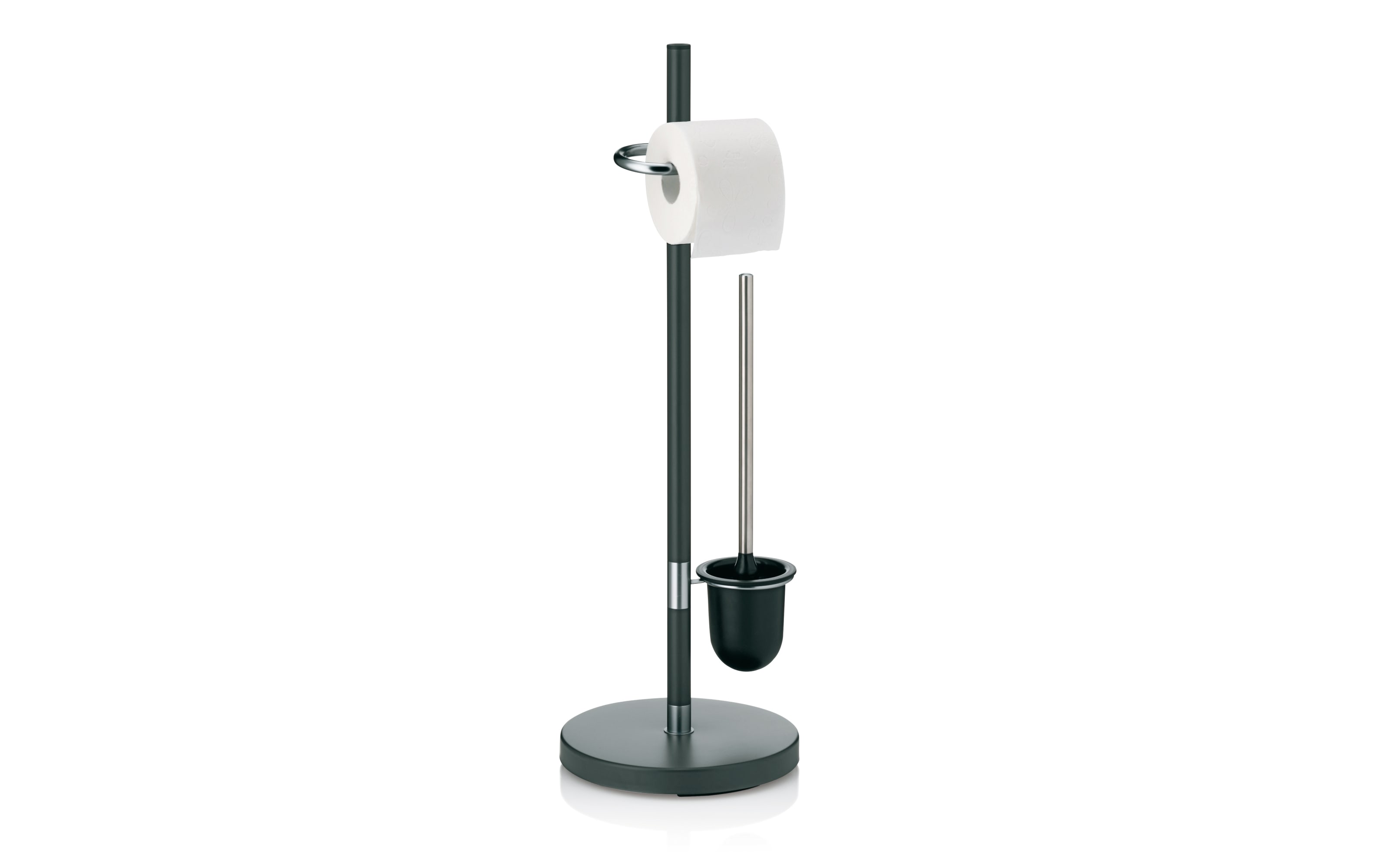 Toilettengarnitur Sinerio aus Metall in anthrazit Pulverbeschichtet, Absetzung in chrom Matt