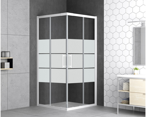 form&style hoekinstap SAMOA 80-90 cm decor horizontale strepen profielkleur wit