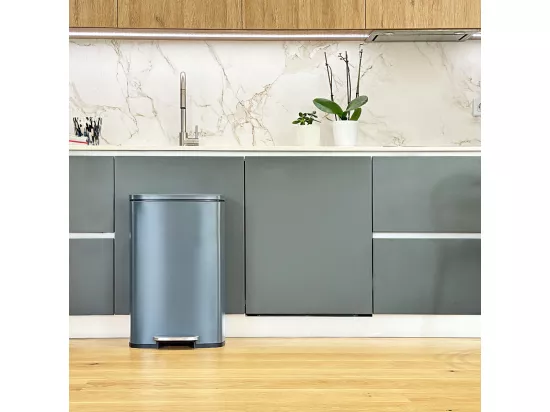 Poubelle de cuisine à pédale ADMIRAL Gris Acier inoxydable 50 L
