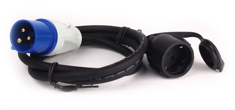 CEE-Adapterkabel/Schuko-Gummikupplung - 3 x 2,5 qmm - 1,5 m lang