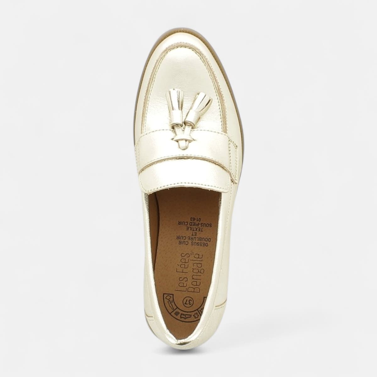 Mocassins Femme en cuir or