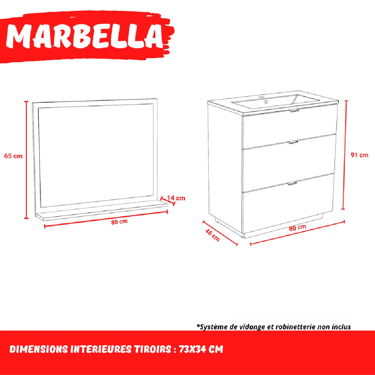 LE QUAI DES AFFAIRES Meuble sous-vasque 80 cm Blanc