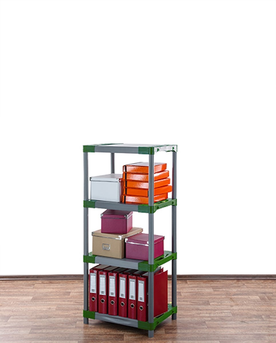 PROREGAL Kunststof Plank Grey Bear Laag HxBxD 138 x 70 x 46 cm Plank Draagvermogen 120 kg Grijs/Groen