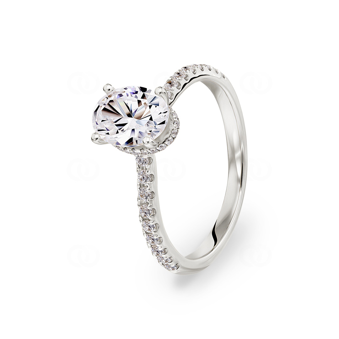 1.28ct Diamanten Pavé Solitärring 750/18 K Weissgold