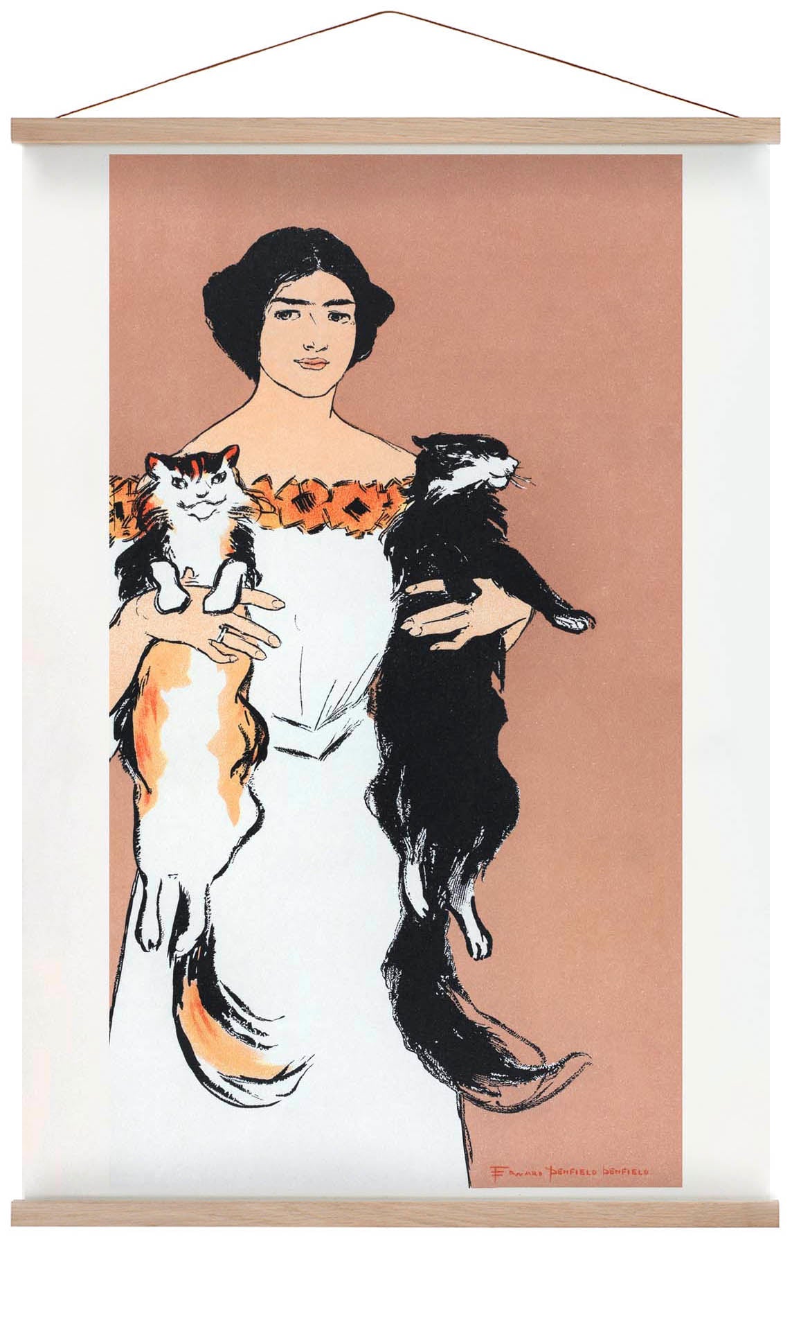 Frau hält Katzen von Edward Penfield