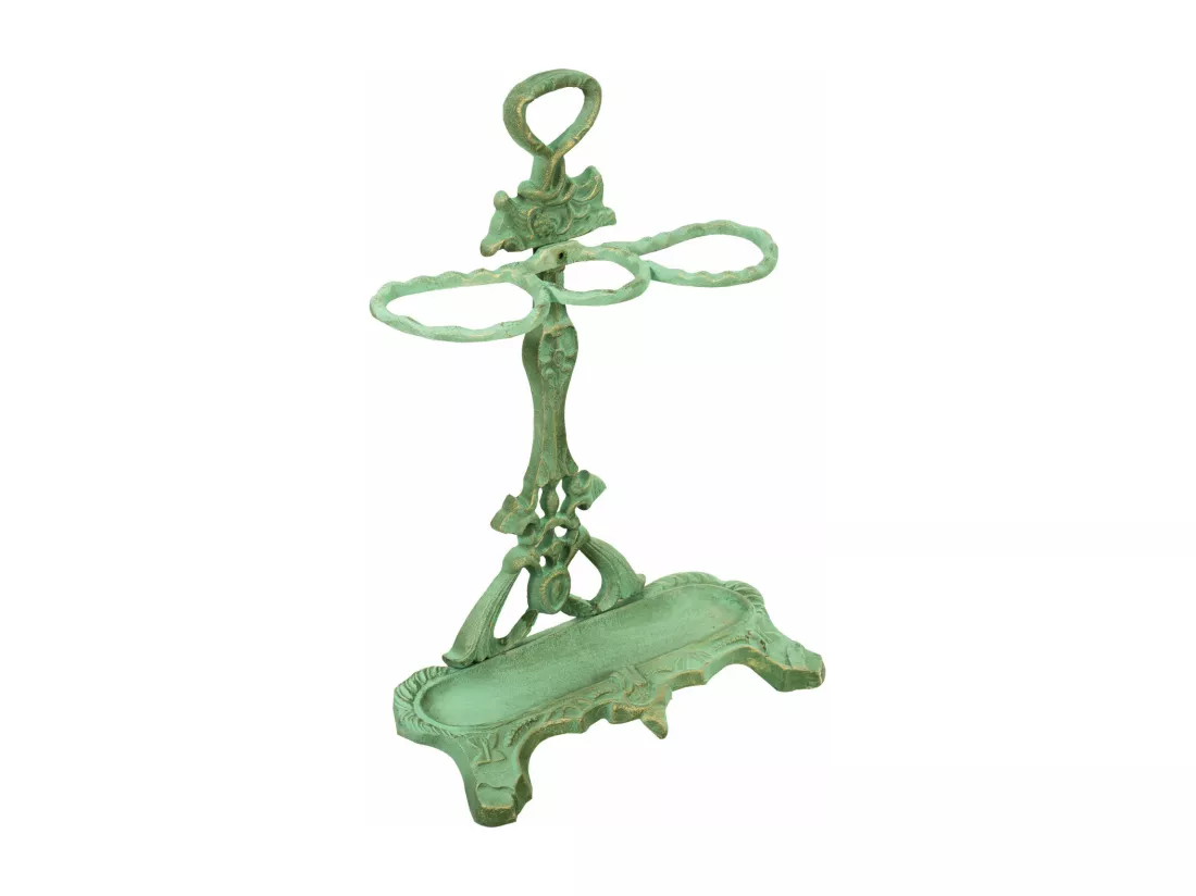 BISCOTTINI Porte-parapluies - Fonte finition vert antique - Présentoir - Design - Intérieur - Extérieur - Couloir - Entrée - Jardin - Porte-parapluies - 53x23x76 cm