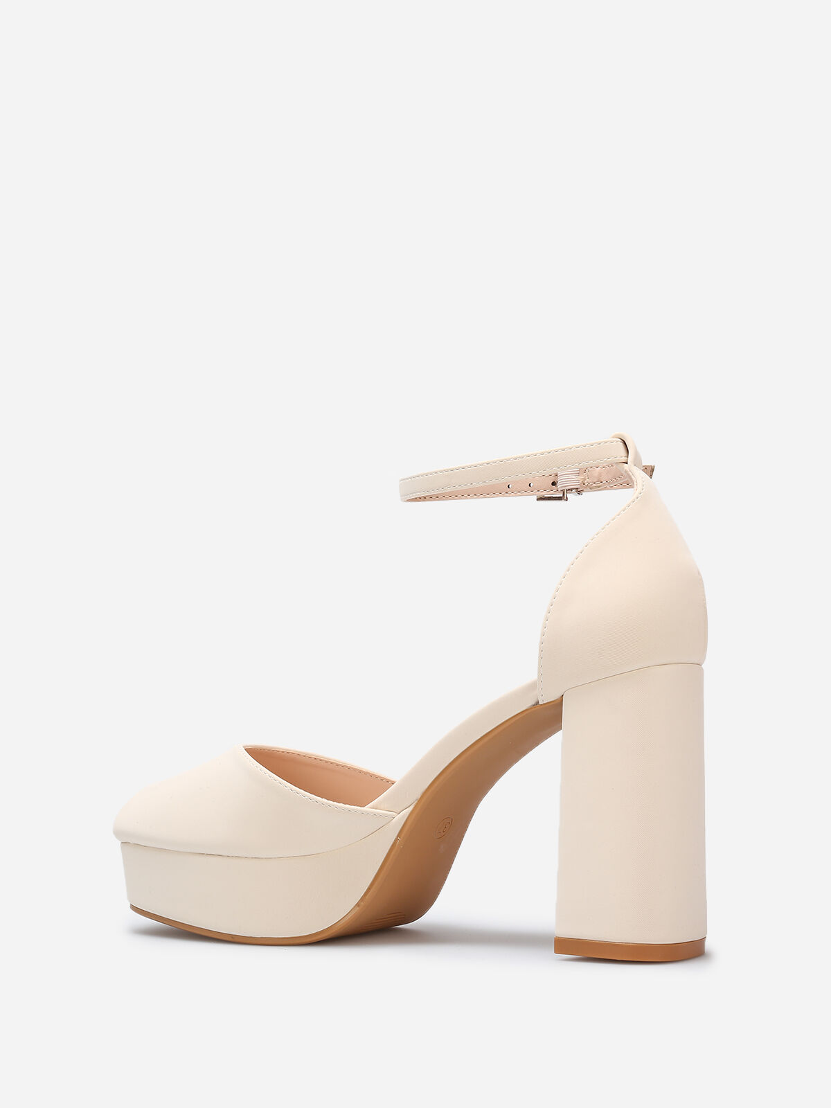 Escarpins peep toes à plateforme- Beige