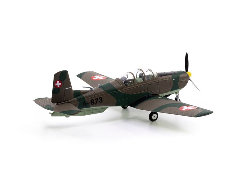 ACE Pilatus P-3 A-873 inkl. Chromständer 1:72 Massstabsmodell Metallflugzeug mit Display-Ständer