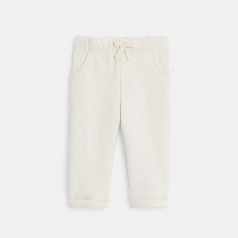 Pantalon molleton effet piqué blanc bébé fille Blanc