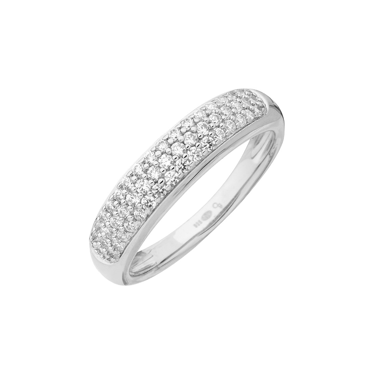 Bague bombée en Argent avec oxyde de zirconium blanc