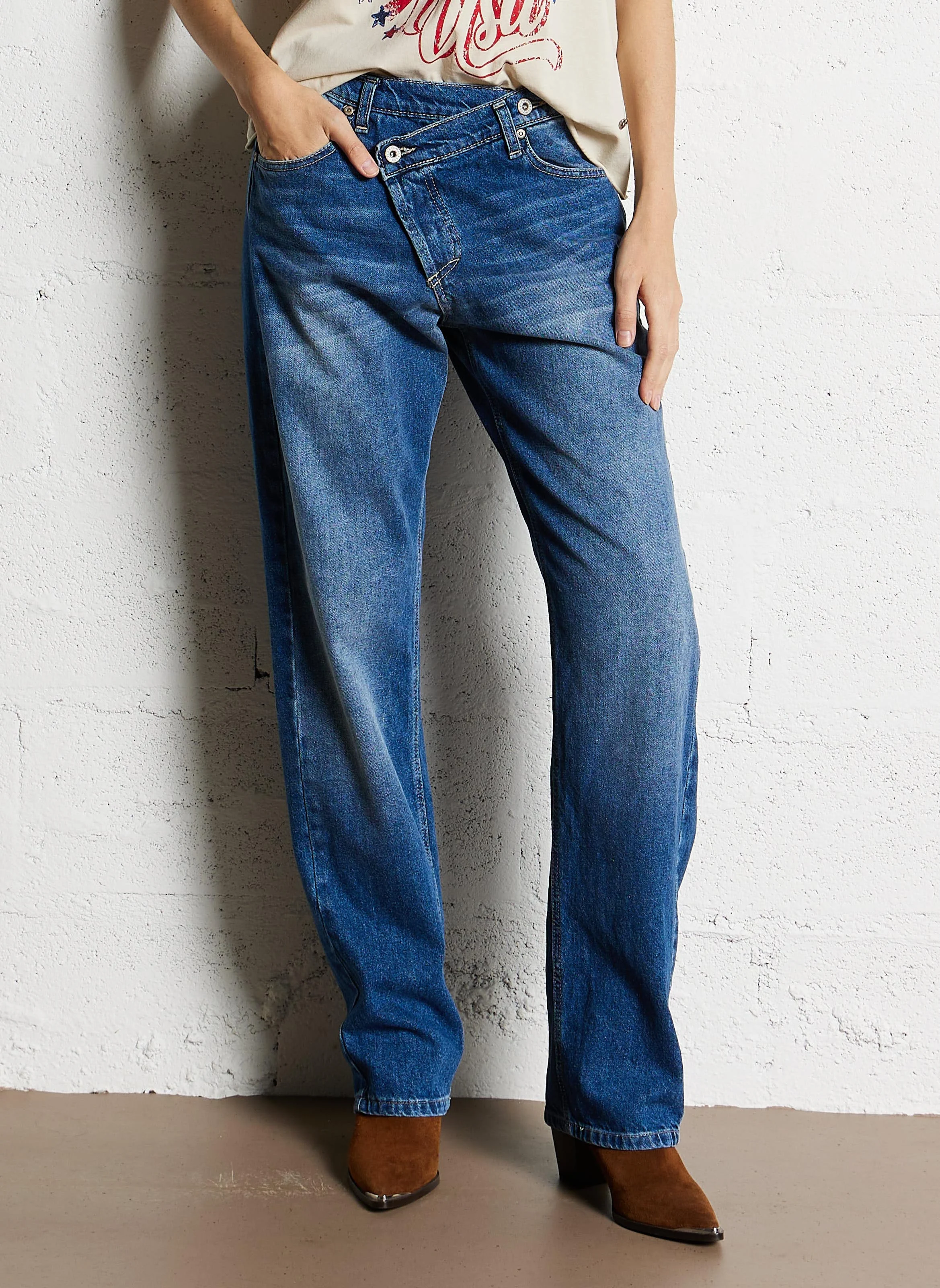 Jean droit en coton | Bleu