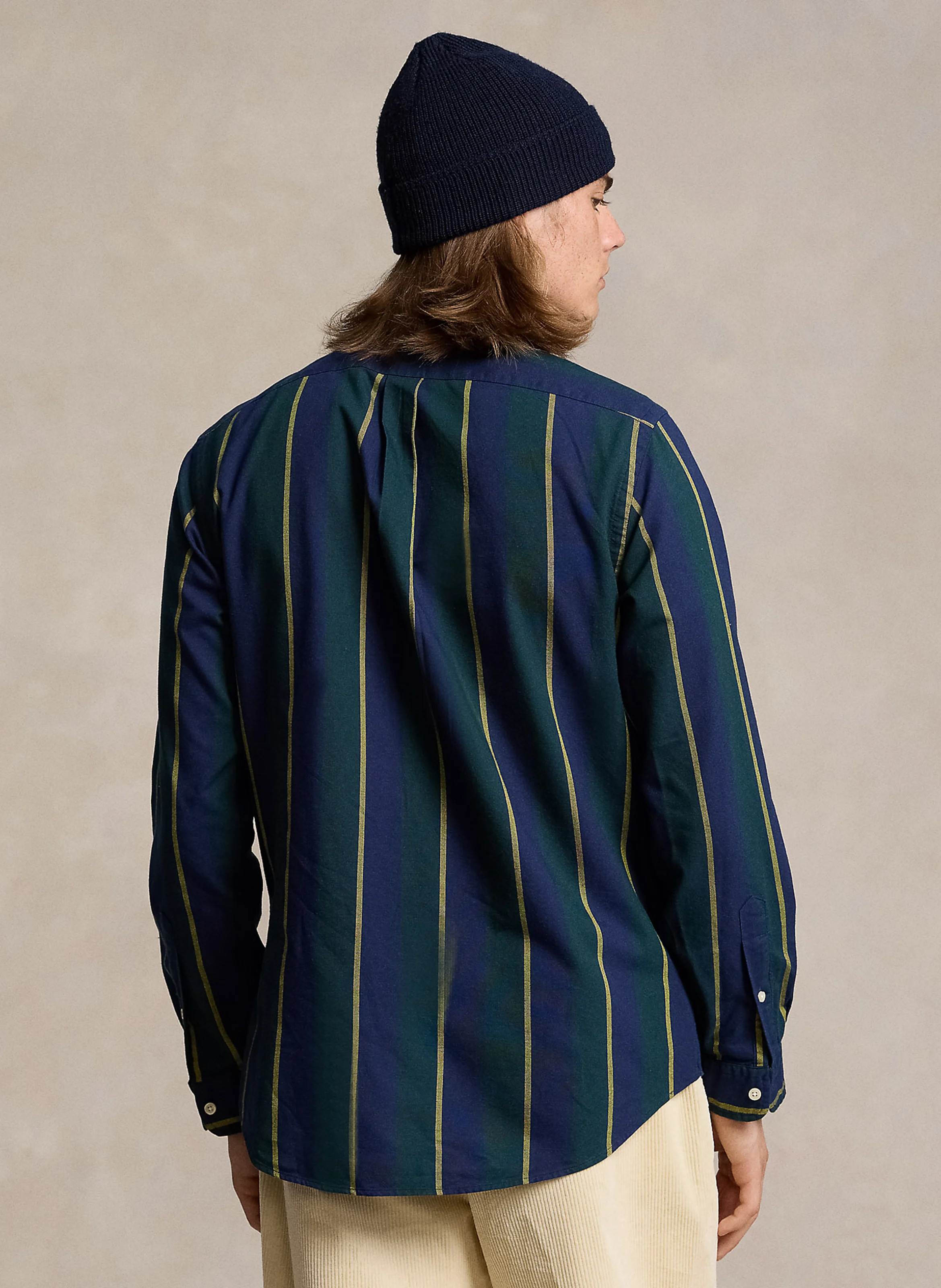 Chemise droite rayée en coton | Bleu