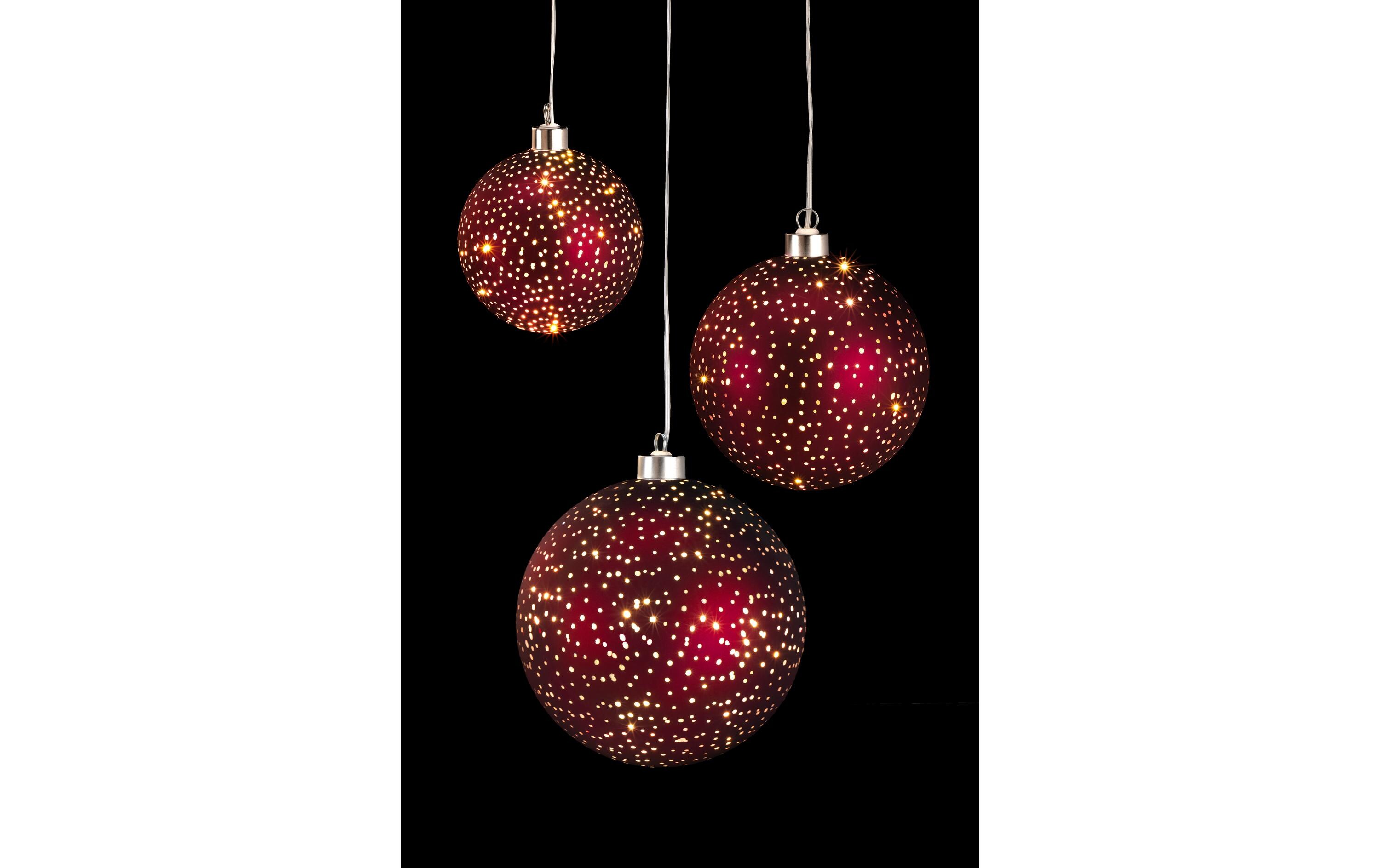 Hänger Set Ball, 3 Stück, BordeauxWeihnachtshänger für den Innenbereich