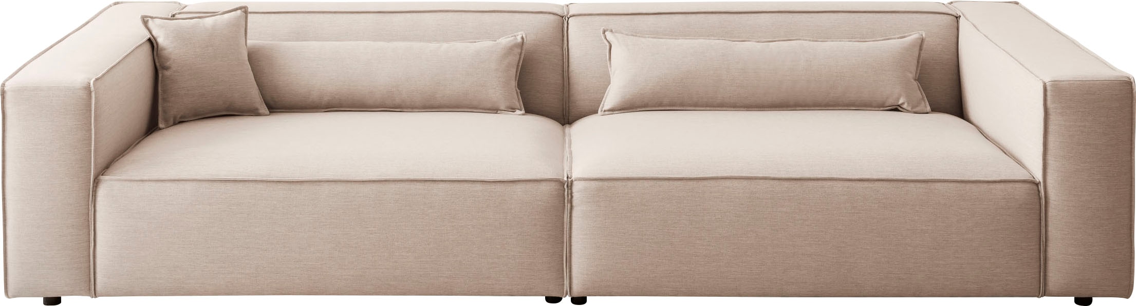 LeGer Home by Lena Gercke 3-Sitzer »PIARA XXL, Sofa mit Kedernaht in Cord, Leinenoptik o. Strukturstoff« schwarze Füsse, bequemer Sitzkomfort, extra tiefe Sitzfläche