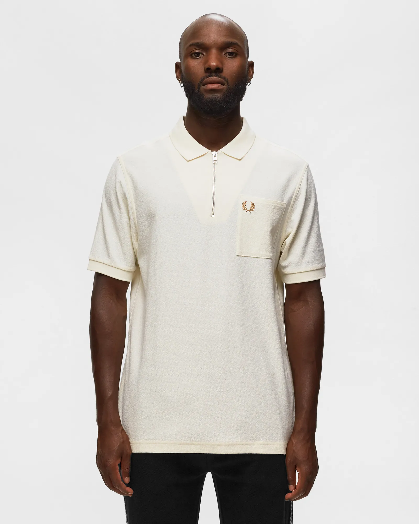 Fred Perry Textured Zip Neck Polo Shirt
