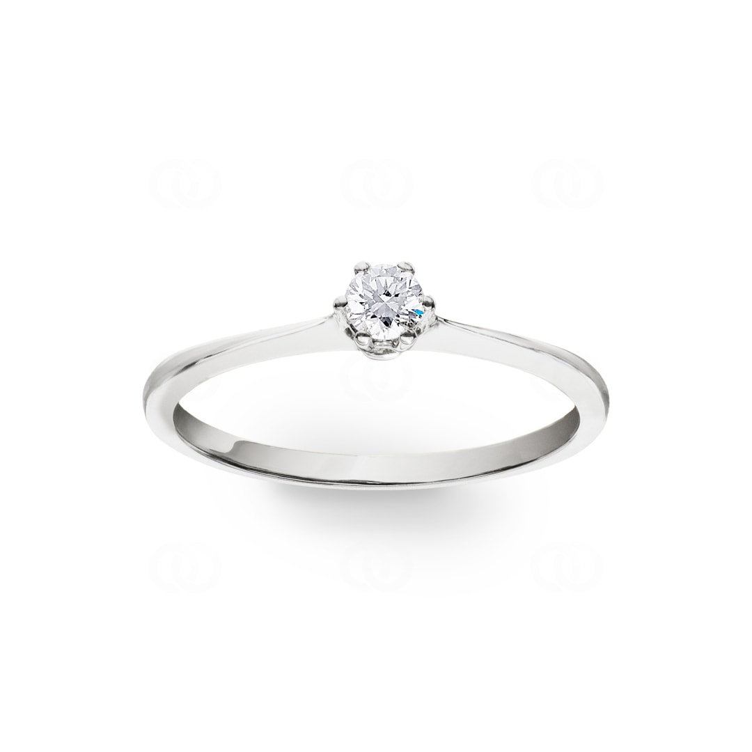 Verlobungsring 750/18 K Weissgold mit Diamant 0.14 ct H/si