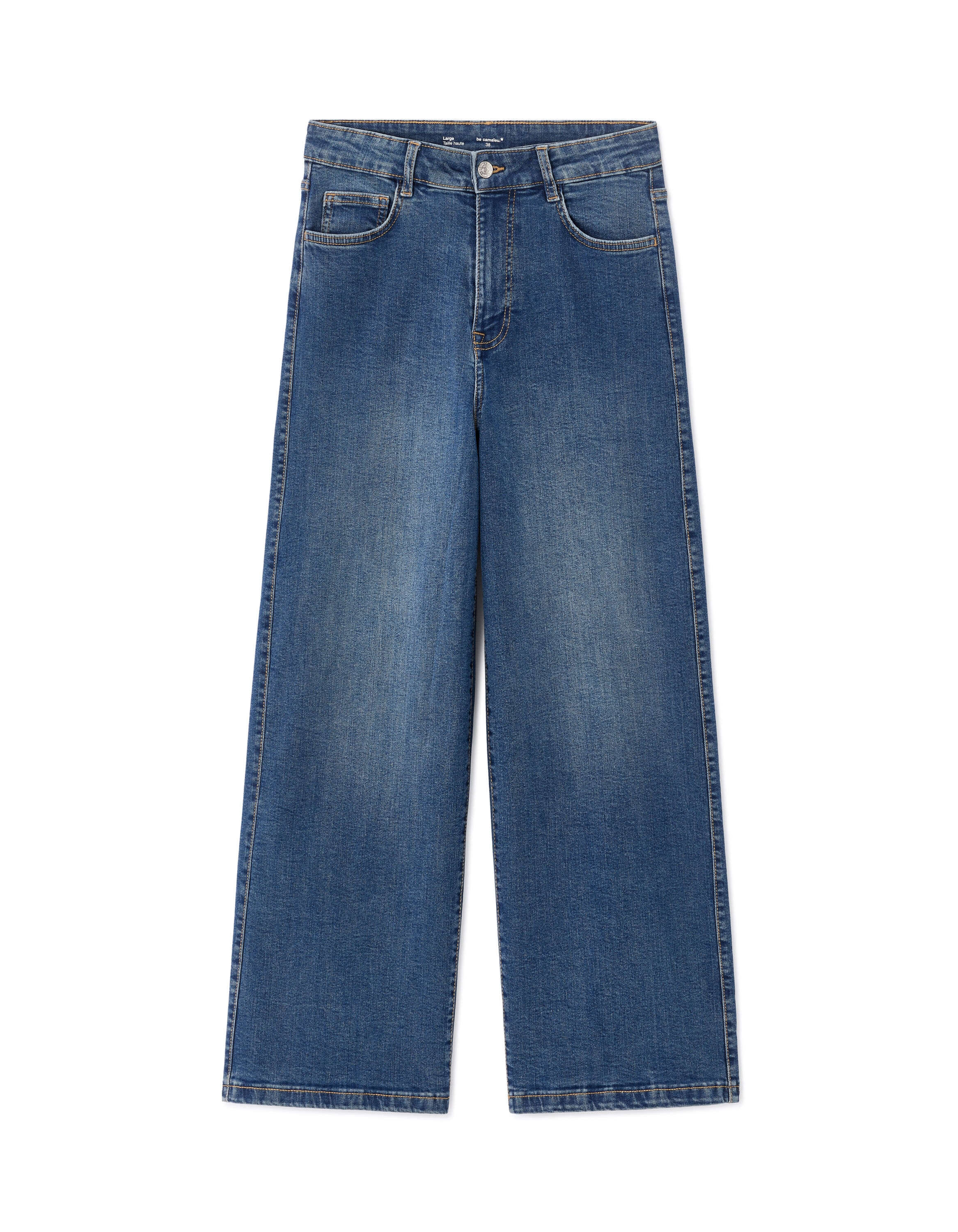 Jean large 7/8 coton stretch - stone
