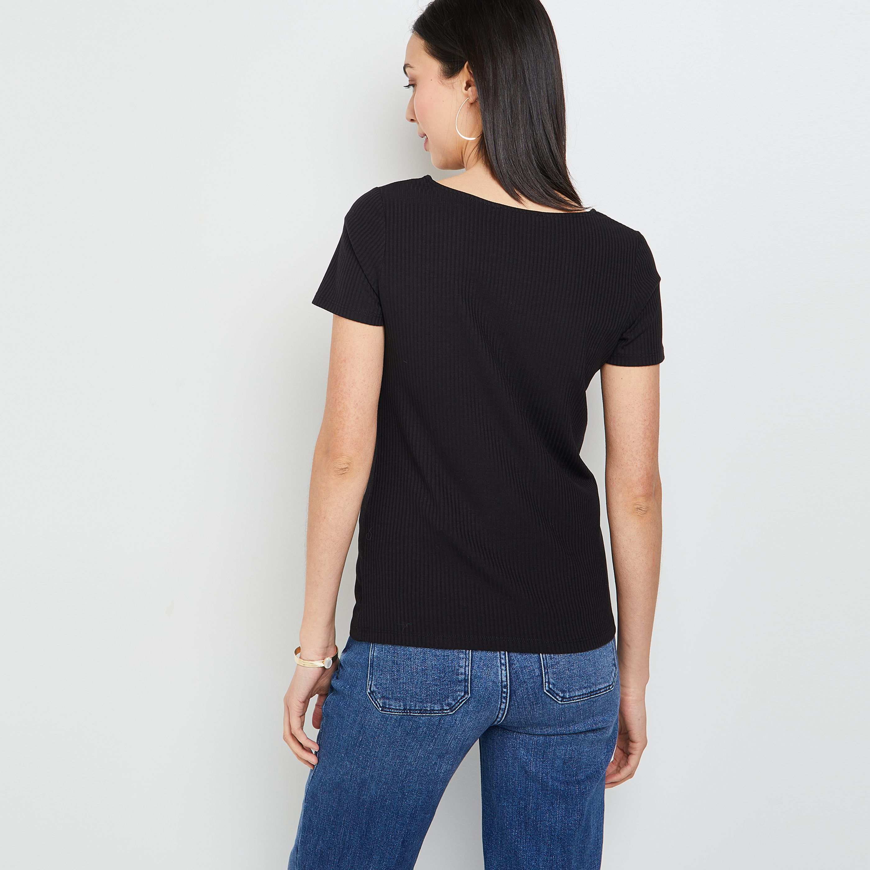 Tshirt cut out femme - NOIR