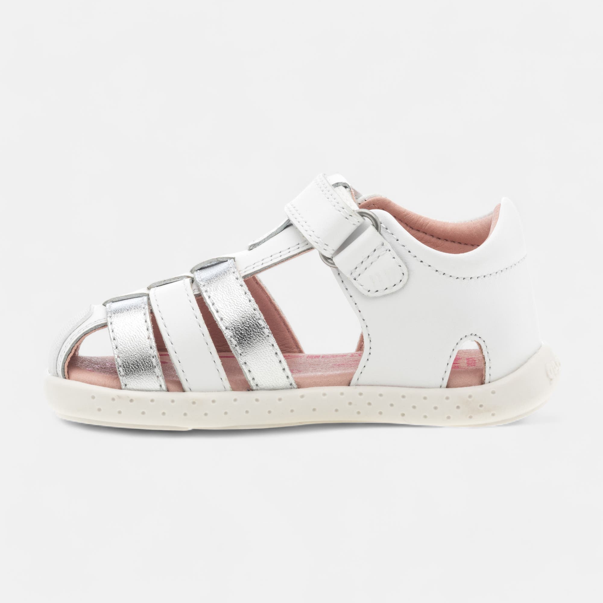 Nu-pieds Bébé fille en cuir blanc