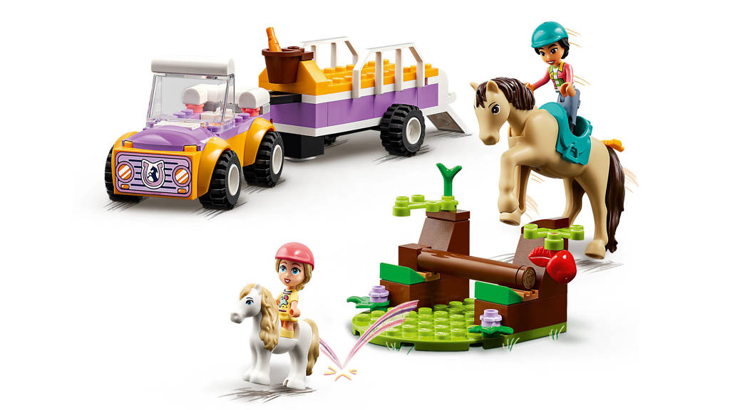 Ook leuk voor de grote kids.Paard en pony aanhangwagen Paard Speelgoed Set voor Meisjes en Jongens 42634