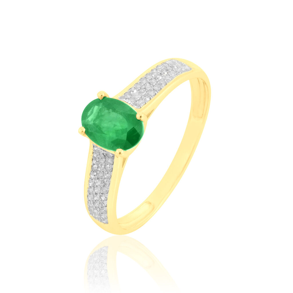 Bague Crista Or Jaune Emeraude Et Diamant