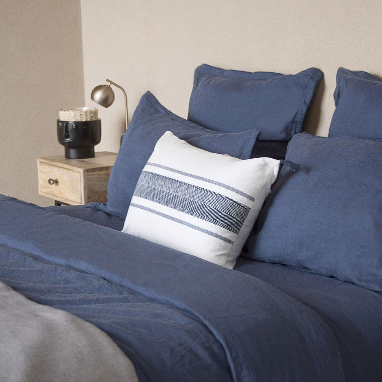 Febronie Drap housse en Lin Lavé Hortense bleu