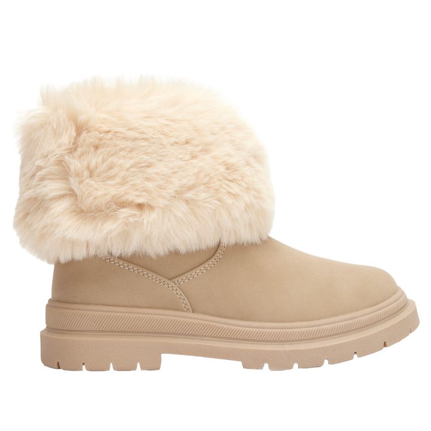 Bottines zippées et fourrées pour fille - Ecru