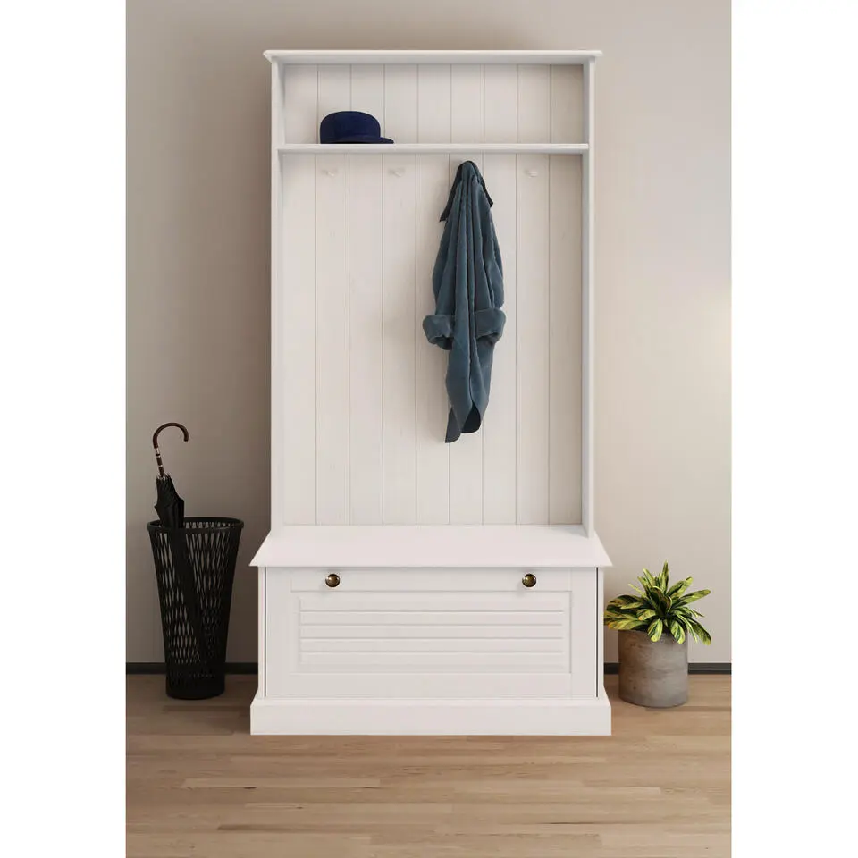 Mille - Garderobe met 1 klepdeur in wit grenen