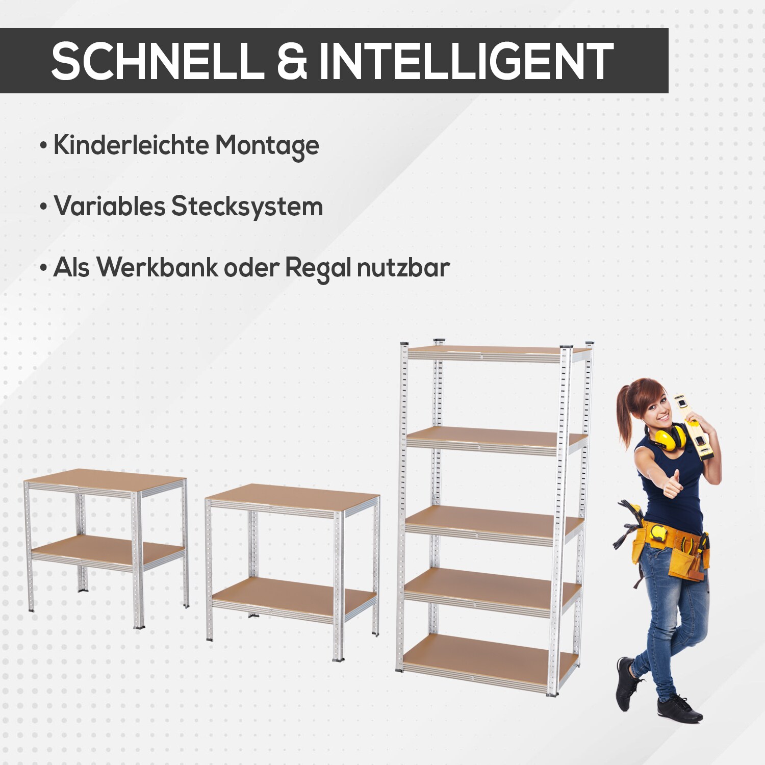 TroniTechnik® Schwerlastregal, Kellerregal, Lagerregal, 40 x 90 x 180 cm, Regal mit Stahlgestell, bis 875 kg, 5 Ablagen
