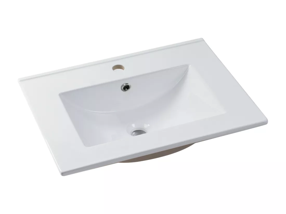 Vasque à encastrer blanche rectangle en céramique - 61 x 46,5 cm - MOTIAC
