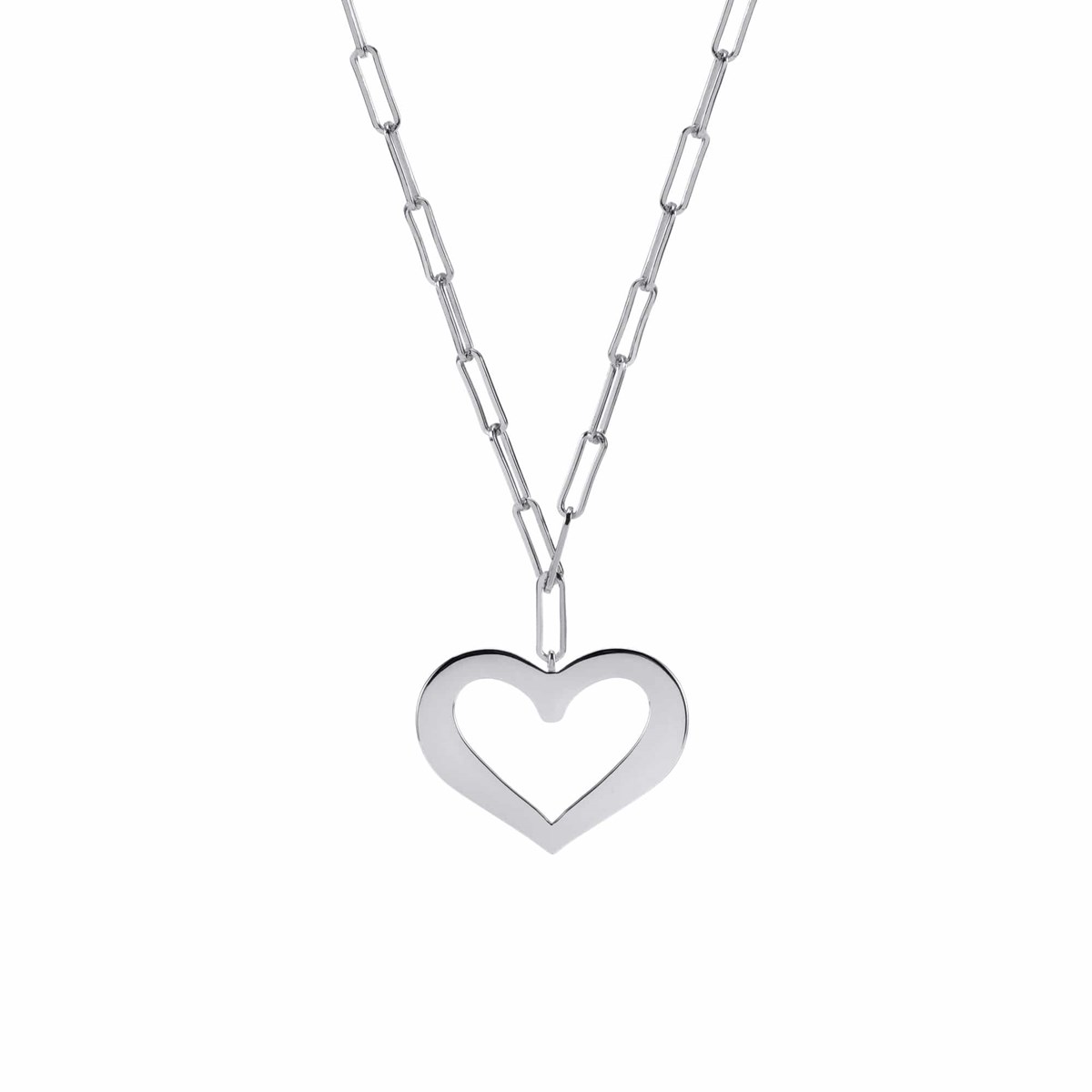 Collier Chaine Argent Rhodié Coeur Valentine