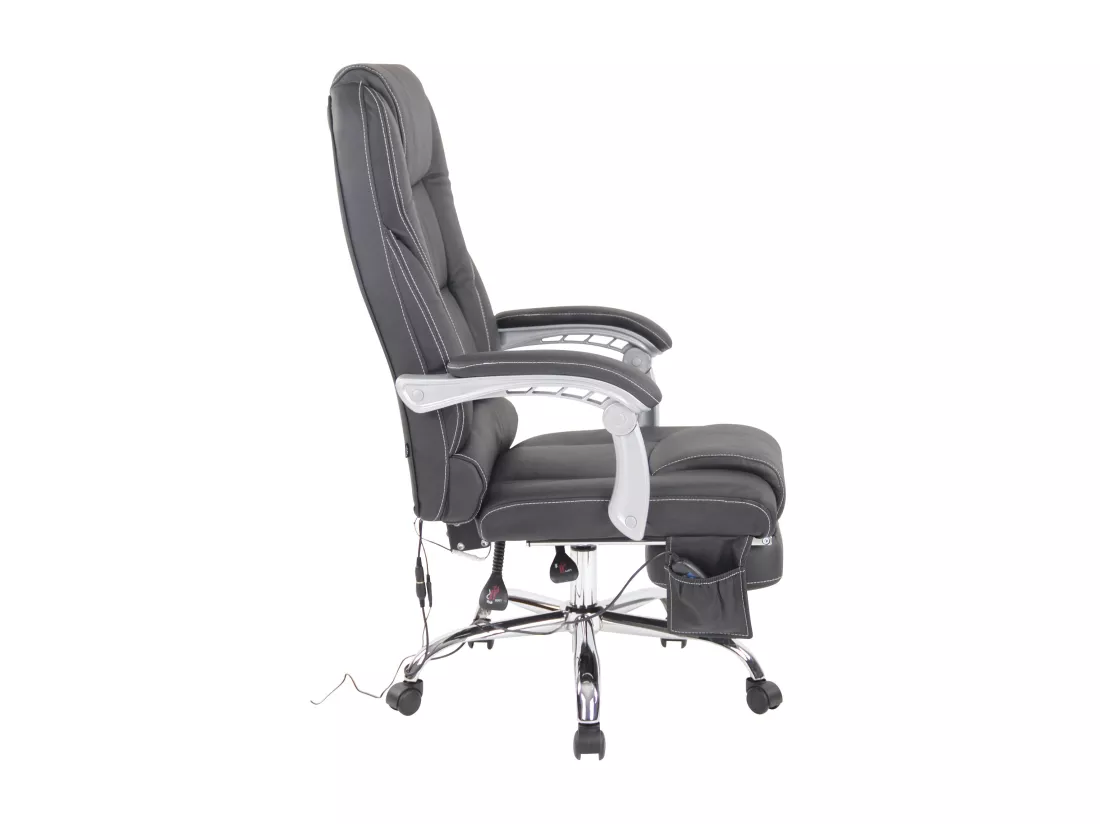 Chaise de bureau - Véritable cuir - Noir - Pacific