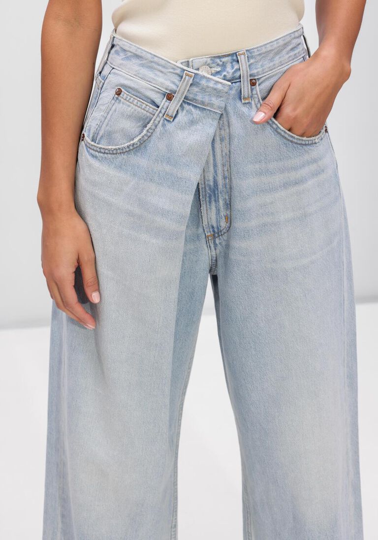 blauwe agolde jeans vana fold jean